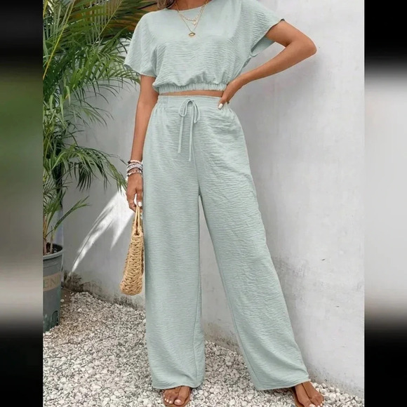 COPY - Frenchy Women's Pants Set Loose Texture Solid Color Casual Two Piece Suit - Picture 6 of 8